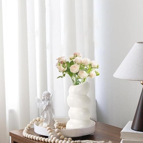 White Flower Vases Plastic Spiral Vase Modern Fall Minimalist Vase Small Pampas Grass Decorative Vases Flower Arrangement Container for Home Decor Wedding Table Party (1Pcs) thumbnail 4