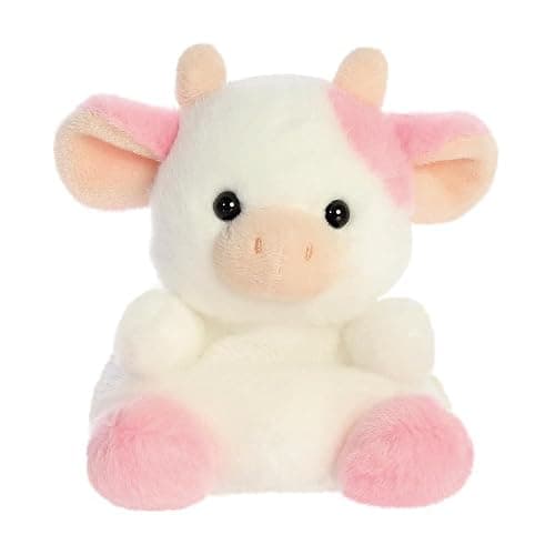 Aurora, 33765, Palm Pals Belle Strawberry Cow 5In, Soft Toy, White & Pink - Image 1