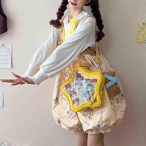 Ita Bag Star Shaped Purse, PU Leather Aesthetic Cute Crossbody Purse, Kawaii Pin Display Clear Shoulder Bag (Bare Bag) - Yellow thumbnail 3