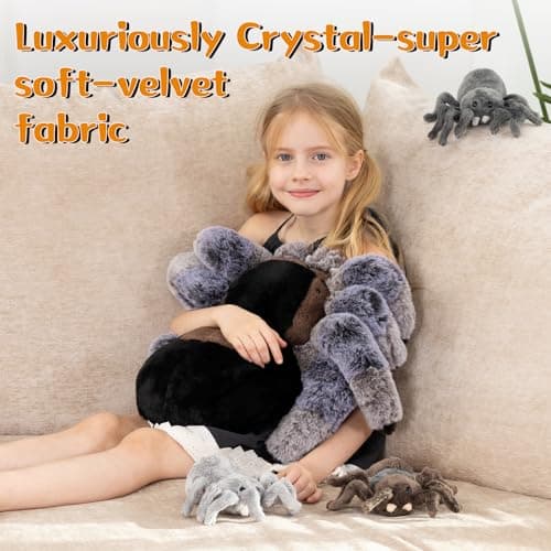 MorisMos 4Pcs Large Spider Plush, 16inch Mommy Spider Stuffed Animals with 3 Babies, Realistic Plush Toys, Soft Cuddly for Kids Boys Girls thumbnail 5
