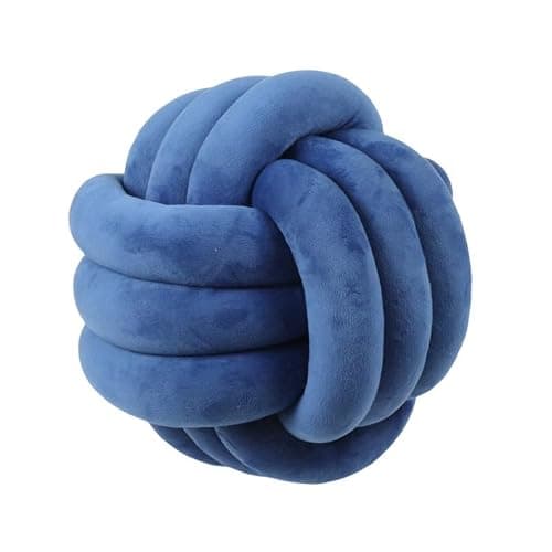 Knot Pillow, Handmade Decorative Throw, Soft Round Knotted Cushion for Couch & Bedroom, Charming Home Decor, Braided for Living Room(Blue-A,20cm) - Image 1