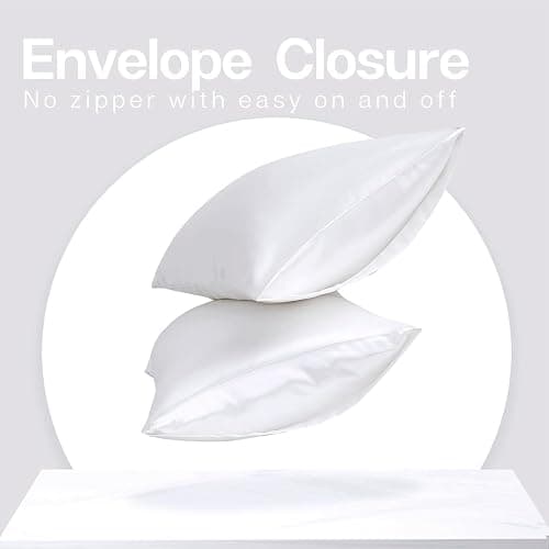 MR&HM Satin Pillowcase for Hair and Skin, Silk Satin Pillowcase 2 Pack, Queen Size Pillow Cases Set of 2, Silky Pillow Cover with Envelope Closure (20x30, White) thumbnail 5