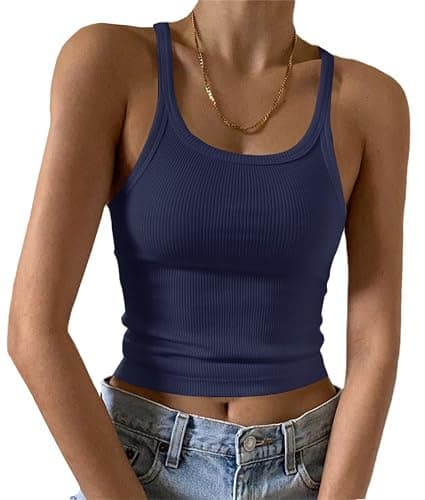 Artfish Women's Sleeveless Tank Top Form Fitting Scoop Neck Ribbed Knit Basic Cami Shirts - Image 1