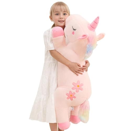 32inch Cute Giant Pink Unicorn Plush, Jumbo Soft Body Pillow Pet, Large Rainbow Unicorn Stuffed Animals Toy, Big Doll for Kids Girls and Boys, Birthday, Valentine's Day - Image 1