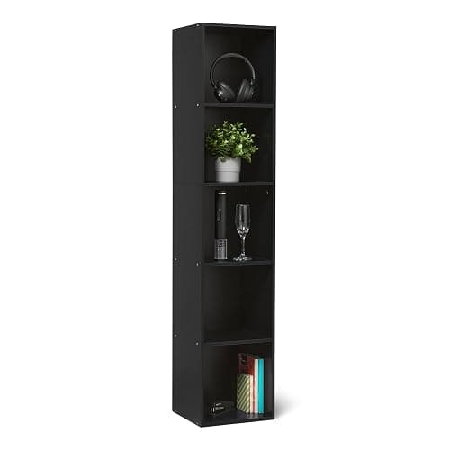 Amazon Basics 5-Cube Bookcase Compatible with Fabric Storage Cube Organizers, Black - Image 1