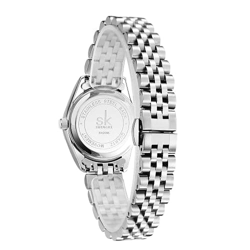SHENGKE Women's Crystal Accented with Solid Alloy Steel Band Watch Elegant Dress Quartz Calendar Watches for Women thumbnail 5