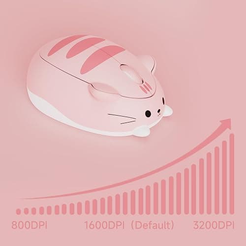 Akko Cat Theme Wireless Gaming Mouse Pink, Tri-Mode Mouse BT3.0/BT5.0/2.4G, Cute Optical Cordless Cartoon Mice for Computer/Laptop/Desktop/PC, Compatible with Mac/Win (Pink Angie) thumbnail 7