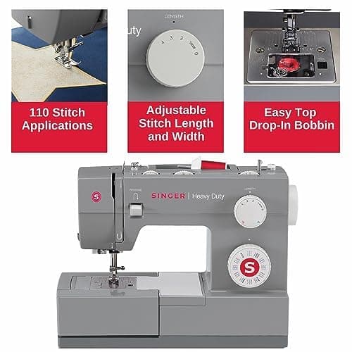 SINGER Heavy Duty 4432 High Speed Sewing Machine with Accessory Kit | Strong Motor With Enhanced Piercing Power, 110 Stitch Applications, Full Metal frame, 1-step Buttonhole & LED Light thumbnail 4