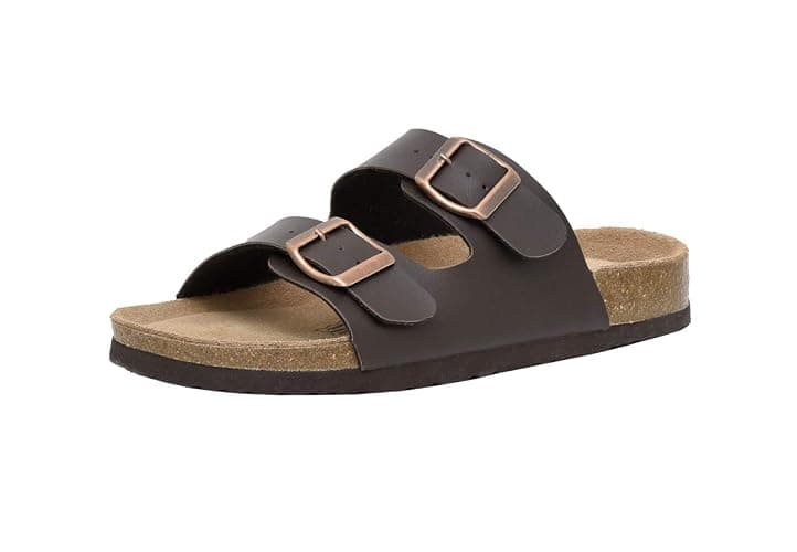 CUSHIONAIRE Lane Cork Footbed Sandals for Women – Comfortable Double Buckle Slip-On with Genuine Suede Footbed & Arch Support Slides for Women Footwear thumbnail 9
