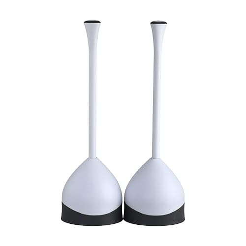 Clorox Toilet Plunger with Hideaway Caddy, Set of 2 – for Bathroom Organization and Storage, Bathroom Accessories, Toilet Unclogger, with Holder, White - Image 1