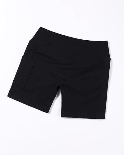 AUROLA Influence Workout Shorts for Women,2.5 3.5 4.5 5.5 6.5 No Roll Up Squat Proof Scrunch Seamless Compression Gym Short - 4.5" Side Pocket - X-Large - Black thumbnail 3
