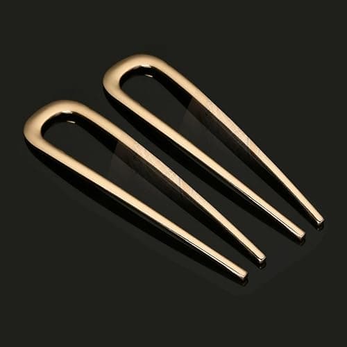 2 Pcs Metal French Hair Pins, French Twist Hair Pin for Buns, U Shaped French Pins for Women Girls, Hair Sticks, Hair Fork - 2*Gold thumbnail 6