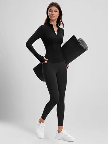 Yaqi Verse Women's Full Zip Up Workout Jacket, Slim Fit Lightweight Yoga Running Athletic Gym Sports Jacket with Thumb Holes thumbnail 7
