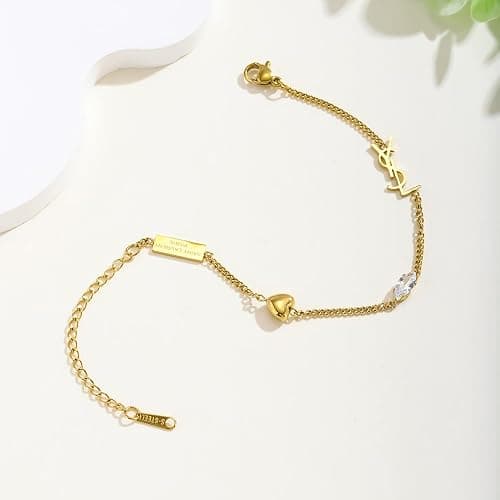 DIPEQOBA Luxury Bracelet for Women, 18K gold-plated monogram Starter Bracelet Exquisite monogram interwoven Charm Bracelet Gold Bracelet for Women Girls Gold Jewelry Gifts thumbnail 3