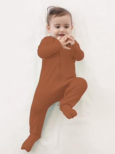 GUISBY Rayon Baby Footless Pajamas, Long Sleeve with 2 Way Zippers Rompers Sleepers thumbnail 4