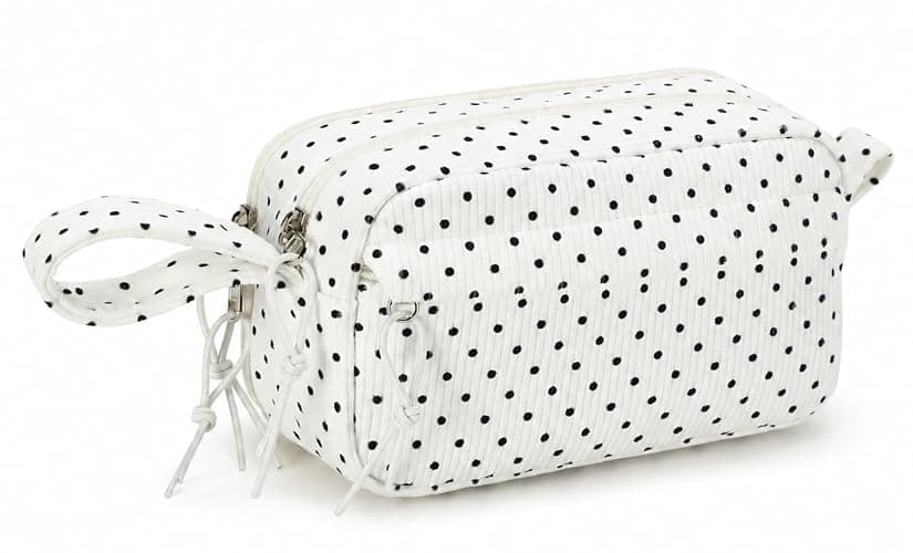 Bluboon Big Capacity Pencil Case Pencil Pouch Pen Case School Supplies Cute Pencil Box Pencil Bag for Teen Girls Boys Women Man (Black dots - White) - Image 1