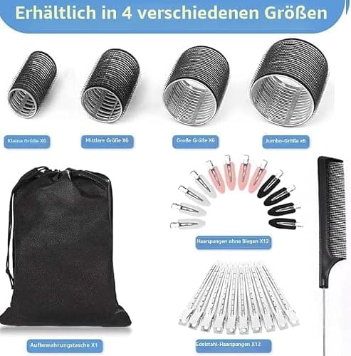 Lockenwickler locken Set, 50 Stück/Packung, Lockenwickel Klett-Rollen für das Haar, umweltfreundliches Nylon-Material, 4 Größen für verschiedene Locken, perfekt für Styling und Volumen 60 45 36 25 mm thumbnail 2