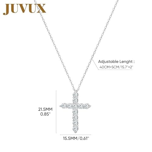 Juvux 925 Sterling Silver Cross Necklaces for Women 18K Gold Plated Cubic Zirconia Cross Pendant Necklace Easter Baptism Religious Jewelry Minimalist Gift thumbnail 3