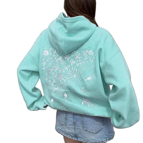 OOYDNZQL Women Teen Girls Graphic Oversized Hoodies Cute Embroidery Long Sleeve Hooded Sweatshirt Aesthetic Preppy Hoodies - Image 1