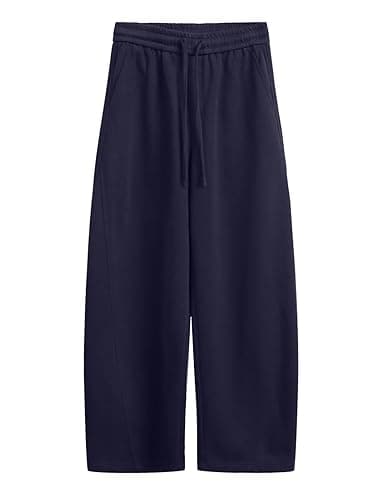 FACDIBY Womens Barrel Sweatpants Fleece Lined Wide Leg Sweat Pants Cotton Elastic Waisted Trousers with Pockets thumbnail 6