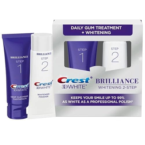 Crest 3D White Brilliance 2 Step Kit, Crest 3D White Toothpaste, Deep Clean Toothpaste (4oz) + Teeth Whitening Gel (2.3oz) - Image 1