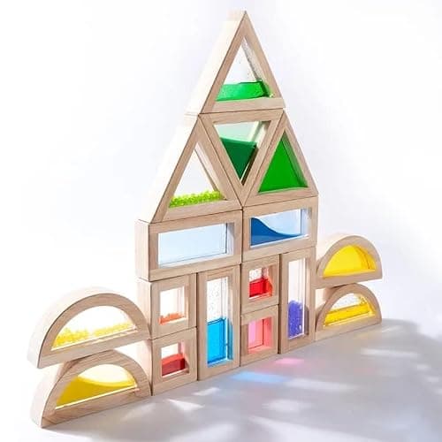 Large Wooden Building Blocks for Toddlers Baby Kids 16 Pcs Rainbow Blocks Geometry Sensory Stacking Construction Toys Set Colorful Preschool Learning Educational Toys for Boys & Girls… thumbnail 6