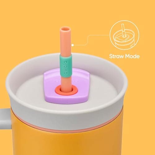 Owala Stainless Steel Triple Layer Insulated Travel Tumbler with Spill Resistant Lid, Straw, and Carry Handle, BPA Free, 40 oz, Orange (Tropical) thumbnail 4