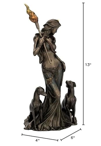 Veronese Design 13 3/8 Inch Hecate Greek Goddess of Magic with her Hounds Cold Cast Resin Sculpture Bronze Finish thumbnail 4