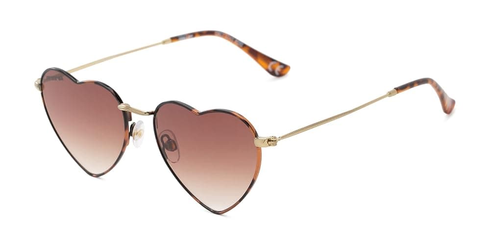 Foster Grant Sun Luv Only Love Here Heart Sunglasses, Gold, 54mm - Image 1