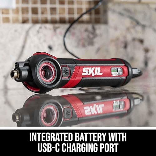 SKIL Twist 2.0 Rechargeable 4V Screwdriver with Pivoting Head, Torque Setting, USB-C Charging Cable, 28 PC Bit Set & Carrying Case- SD5619-02 thumbnail 7