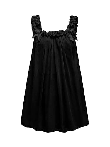 MakeMeChic Women's Mesh Cute Pajama Sets Ruffle Bow See Through Lingerie 2 Piece Vintage Nightgown Sleepwear - Image 1