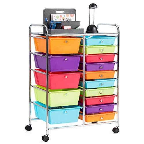 GOFLAME 15-Drawer Rolling Storage Cart, Multipurpose Movable Organizer Cart, Utility Cart for Home, Office, School, Multicolor - Image 1