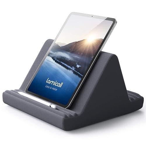Lamicall Tablet Pillow Stand, Pillow Soft Pad for Lap - Tablet Holder Dock for Bed with 6 Viewing Angles, for 4-13" Tablets, Like iPad Pro 11, 13, Air, Mini, Kindle, Galaxy Tab, E-Reader, Dark Gray - Image 1