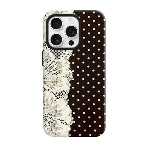 Polka Dots & Lace Splicing Shockproof Anti-Slip Scratch Resistant 2-in-1 Korean Glossy Printed Hard PC Case for iPhone 11-17 PRO MAX (A,iPhone 13/14) thumbnail 2