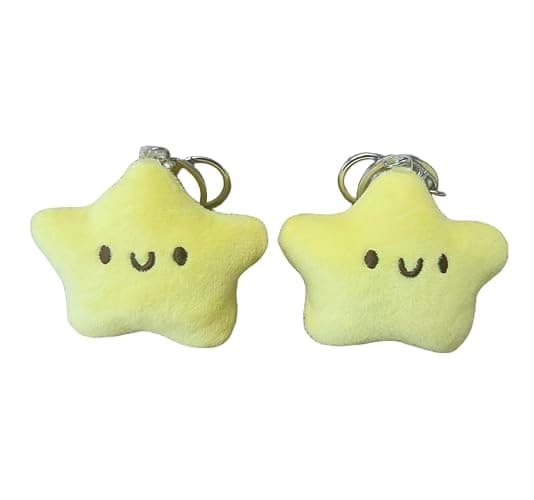 TVRTFQ Stocking Stuffers, 2 Pieces Cute Star Plush Keychains Cure Squeaky Doll Kawaii Backpack Pendant Girly Heart Little Stars Car Keychain Birthday Gifts for Friend, Christmas Gifts - Image 1