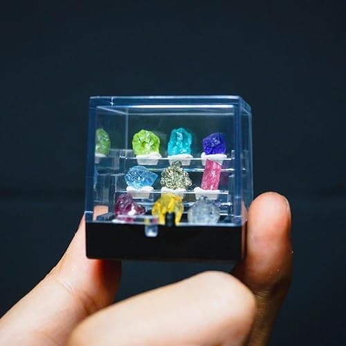 9 Rare Natural Gemstone Collection Gift Box-Peridot, Apatite & 7 Exquisite Minerals-Square Acrylic Tiered Display Case - Ideal Birthday & Christmas Gifts for Mineral Enthusiasts,Geography Enthusiast thumbnail 5