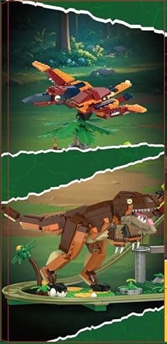 HOGOKIDS Dinosaur Roller Coaster Building Set - 1222PCS Rollercoaster Building Toy with 4 Dinosaur, Off-Road Vehicle, Food Cart, Dinosaur Models Playset Gift for Adults Kids Girls Boys Ages 8-12 Year thumbnail 14