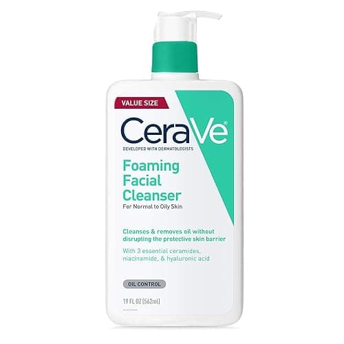 CeraVe Foaming Facial Cleanser, Daily Face Wash for Oily Skin, Hyaluronic Acid + Ceramides + Niacinamide, Fragrance Free & Paraben Free, Non-Drying Oil Control Face Wash, 19 Fluid Ounce - 19 Fl Oz (Pack of 1)