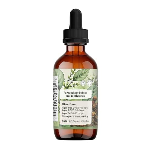 Earthley Wellness Teeth Tamer, Teething Relief for Babies & Kids, Organic Herbal Formula, Soothes Drooling, Gum Discomfort & Irritability, Sugar-Free, 3+ Month Supply (1.69 oz Glass, 500 doses) thumbnail 4