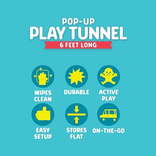 Chuckle & Roar - Pop Up Play Tunnel - Active Play for Toddlers - Preschool pop up Tent Companion - Ages 3 and up - Rainbow Tunnel thumbnail 6