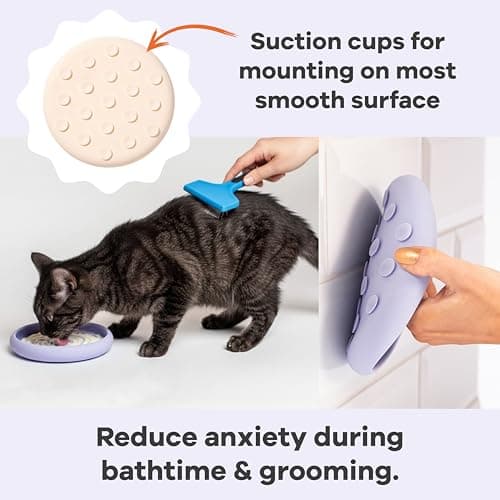 Awoo Lick Dish - Silicone Lick Mat + Slow Feeder for Cats & Small Dogs - Non-Slip Design with Suction Cups - Dishwasher Safe, Extends Mealtime, Reduces Anxiety (Almond) thumbnail 3