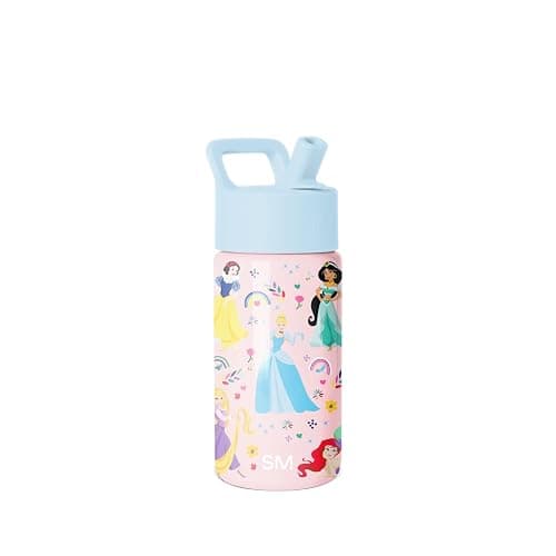 Simple Modern Disney Princess Kids Water Bottle with Straw Lid | 14oz Insulated Stainless Steel Kids Tumbler & Spill Proof Toddler Cup for School, Girls, Boys | Summit | Princess Rainbows - Image 1