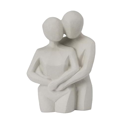 Guichifun Couple Hugging Statue Home Decor - Beige Lover Embrace Sculpture Romantic Figurine for Home Décor Wedding Modern Minimalist Art for Bedroom Living Room Shelf Gift 7.25 x 4.25 x 10.5 Inch - Image 1