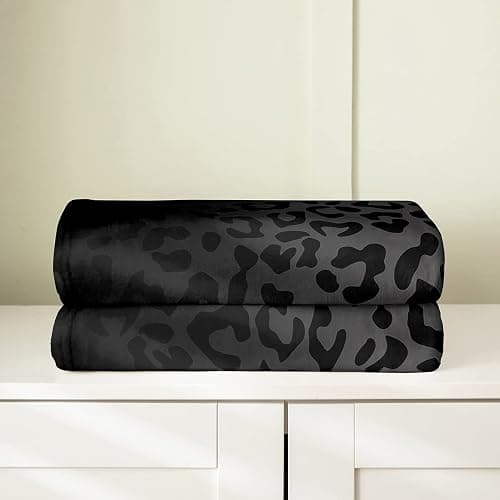 Feelyou Leopard Flannel Fleece Blanket 40"x50" Cheetah Print Plush Throw Blanket, for Sofa Couch Black Wild Animal Blanket Room Decor Safari thumbnail 4