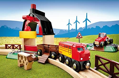 BRIO World 33719 - Farm Railway Set 20 Pieces - Wooden Train Set with Barn, Tractor & Animals for Kids Ages 3+ | FSC-Certified thumbnail 6