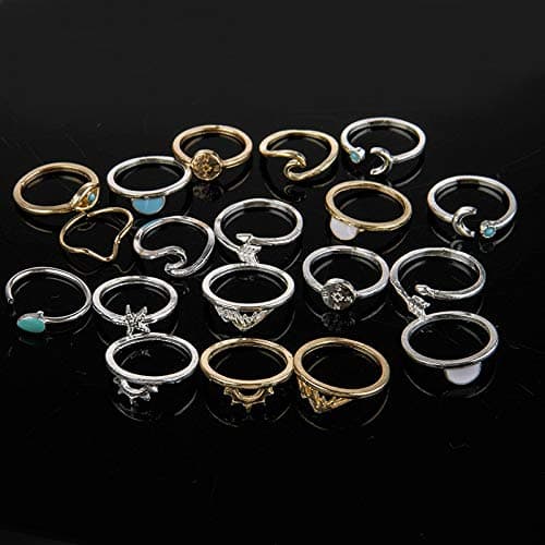 FUTIMELY Boho Retro Stackable Rings Sets for Women Knuckle Joint Finger Knuckle Nail Ring Sets Moon Stars Stack Preppy Statement Rings Cute Trendy Stuff Jewelry - A-1 thumbnail 9