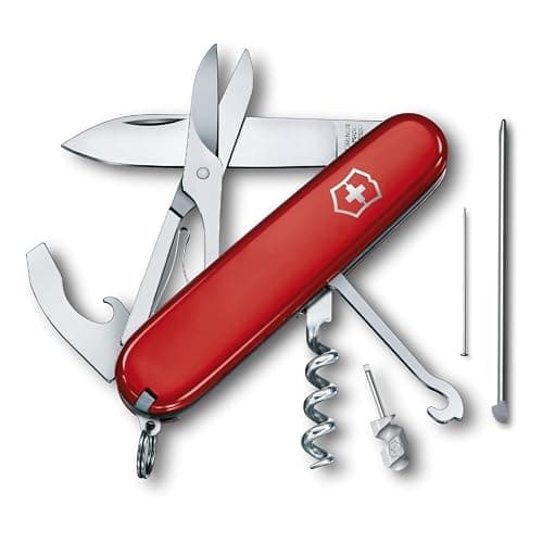Victorinox Compact Swiss Army Knife, 15 Functions, Swiss Made Pocket Knife with Large Blade, Screwdriver, Corkscrew and Multipurpose Hook - Red - Image 1