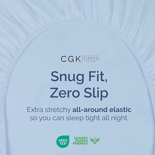 Full Fitted Bed Sheet - Bottom Single Fitted Sheet Only - Ultra-Soft Hotel Luxury Bedding w/ 8-16 Inch Deep Pockets - Breathable, Cooling & Wrinkle Free - Easy-Fit, Fade & Shrink Resistant - Sky Blue thumbnail 2