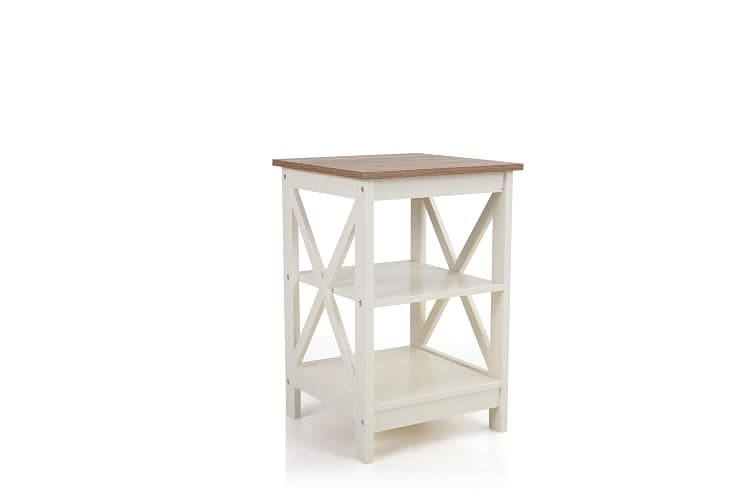 PHI VILLA End Table Living Room Set of 2 - Farmhouse Bed Side Table Nightstands for Bedroom, Ivory White Small Side Table - Ivory thumbnail 9