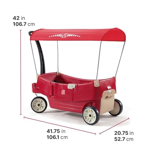 Step2 All Around Canopy Wagon, Kids Ride On Toy, Stroller Substitute, Includes Seat Belts, Made of Durable Plastic, Max Weight 75 lbs., For Toddlers 1.5-5 Years Old thumbnail 3